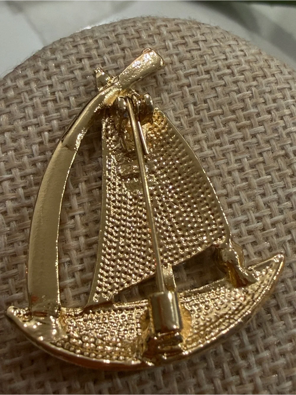 Enamel Sailboat Brooch in Multicolor with Gold Tone
